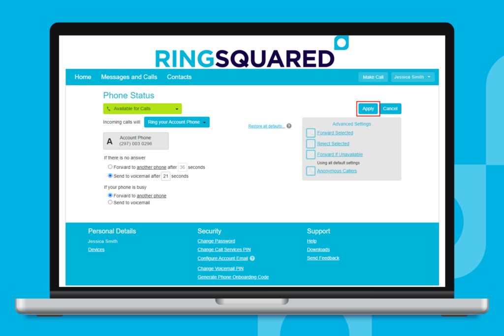 Apply the Changes to Your RingSquared Phone Busy Settings